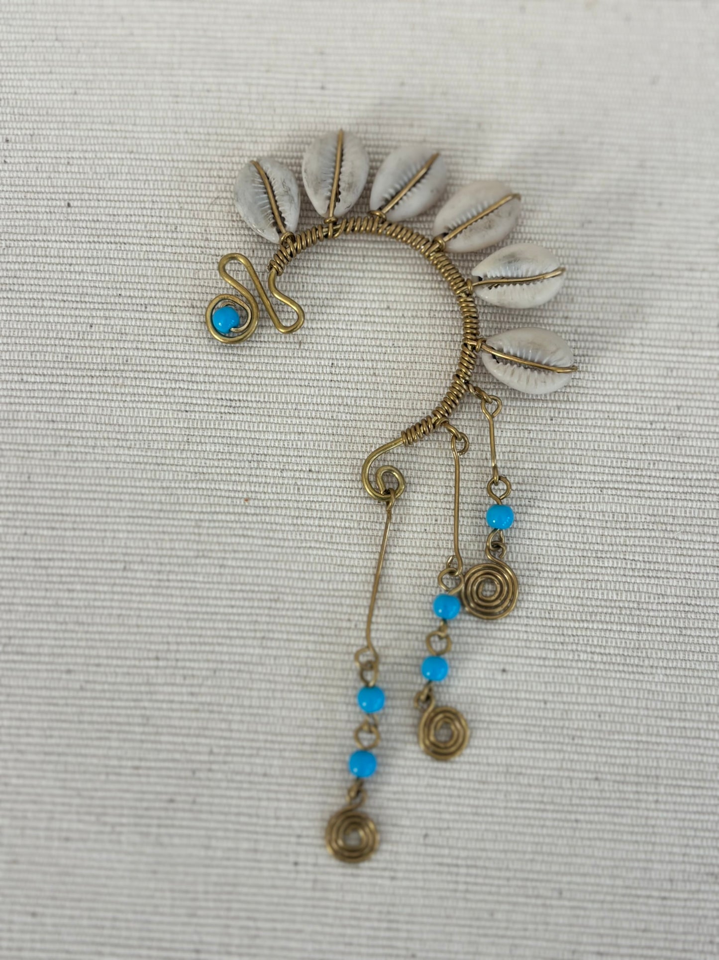Bahari Turquoise Accent Cowrie Full Cuff