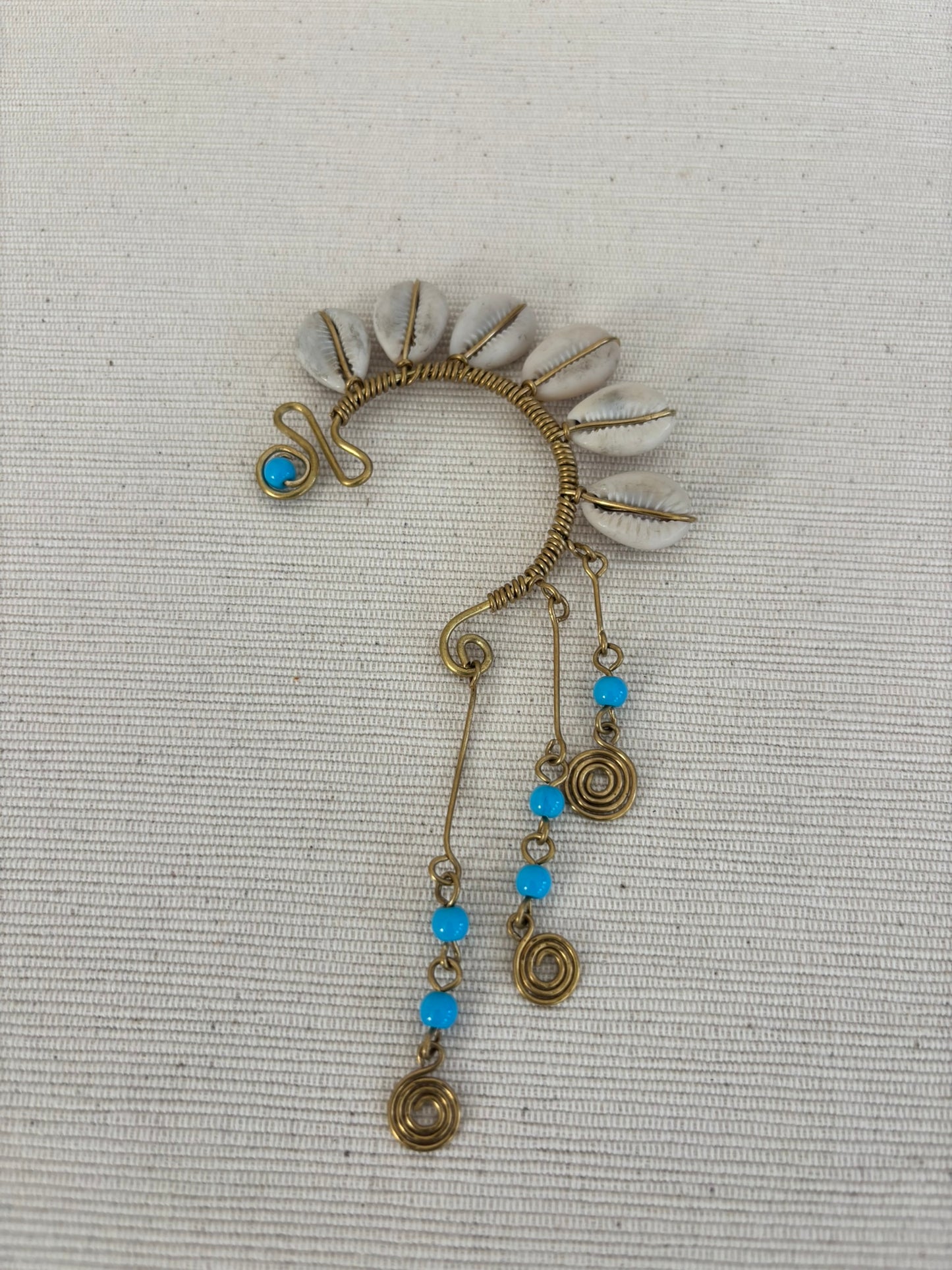 Bahari Turquoise Accent Cowrie Full Cuff