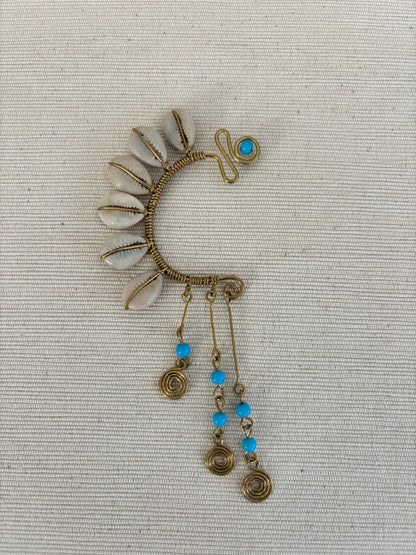 Bahari Turquoise Accent Cowrie Full Cuff