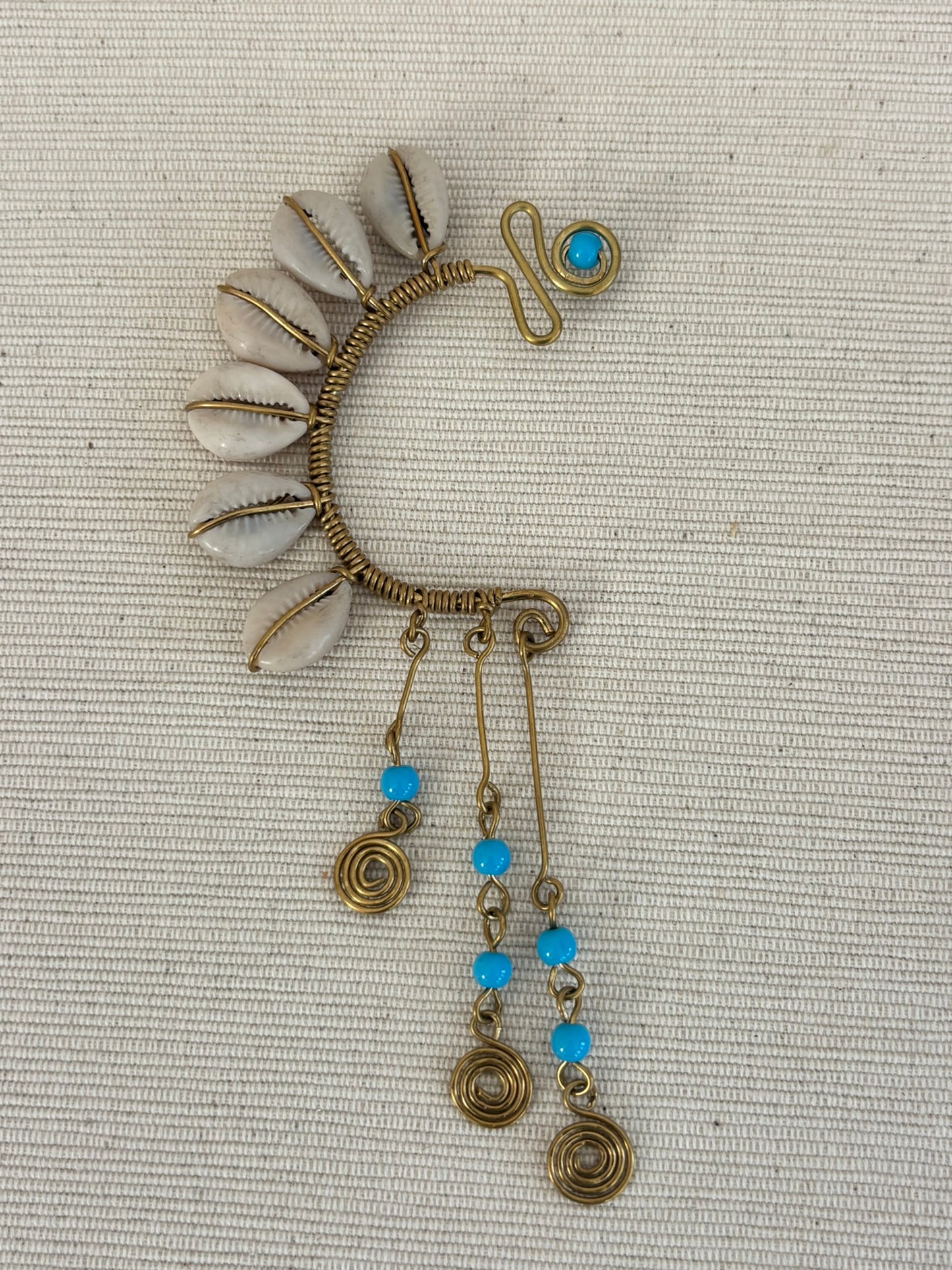 Bahari Turquoise Accent Cowrie Full Cuff
