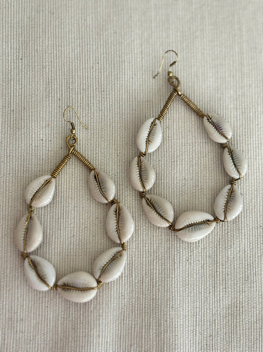 Malkia Hoop Cowrie Shell Earrings