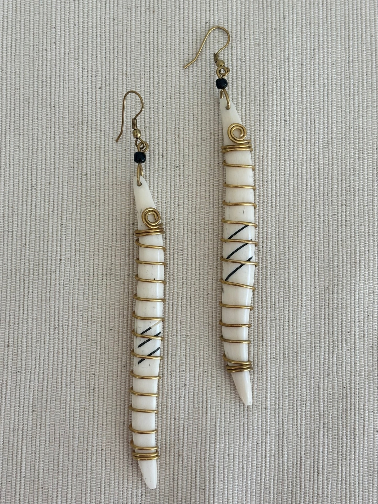 Sanaa Brass Wrapped Bone Earrings