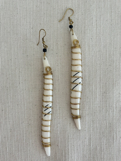 Sanaa Brass Wrapped Bone Earrings