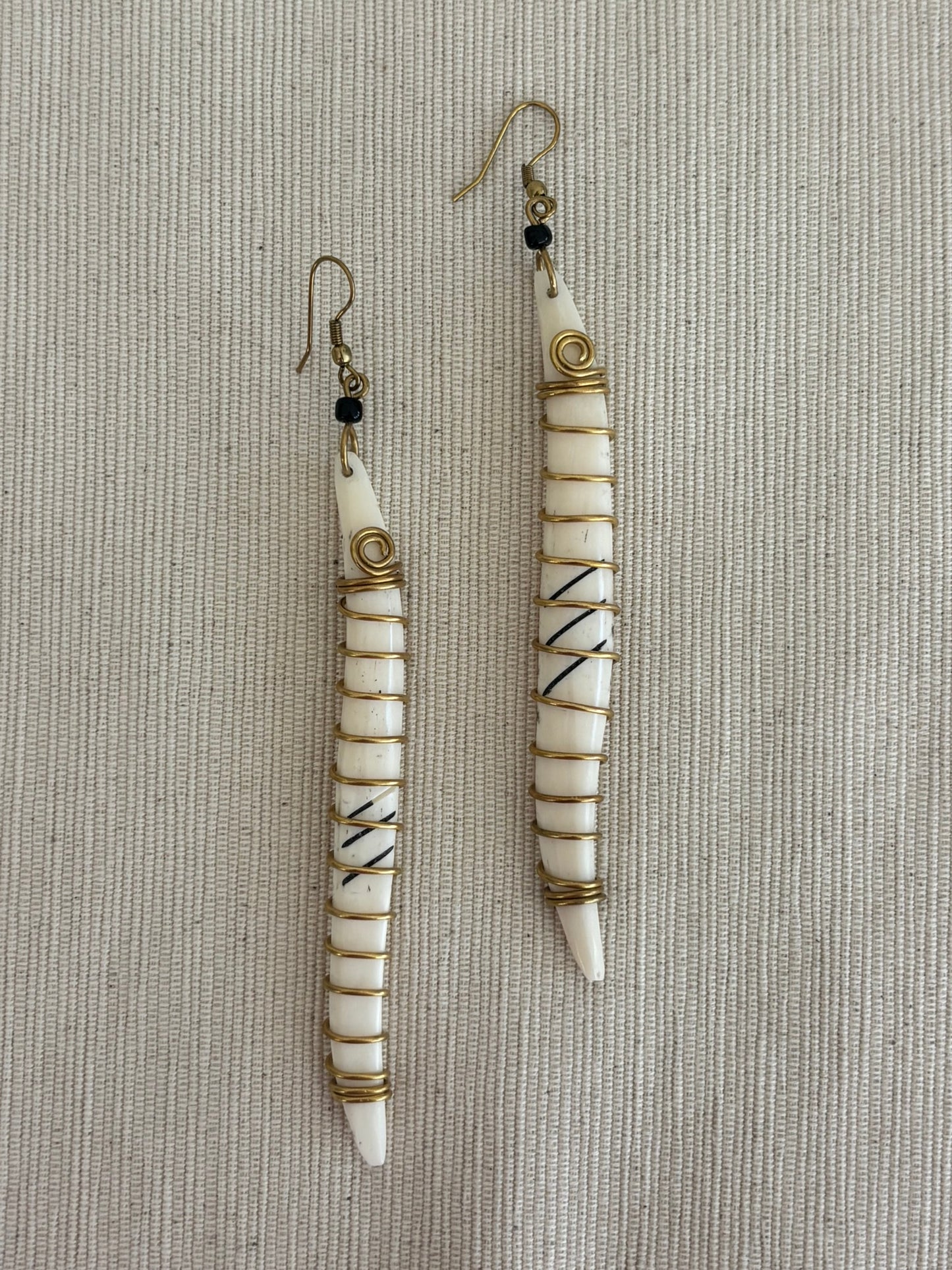 Sanaa Brass Wrapped Bone Earrings