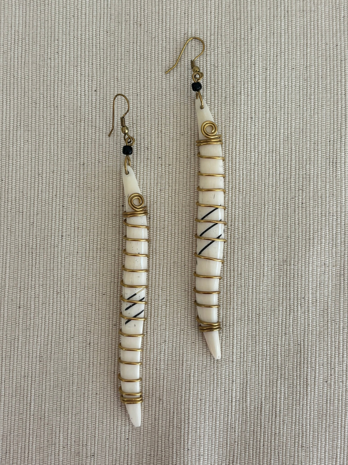 Sanaa Brass Wrapped Bone Earrings
