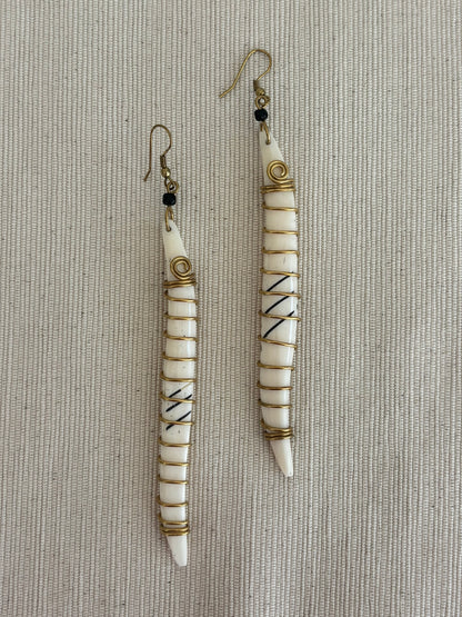 Sanaa Brass Wrapped Bone Earrings