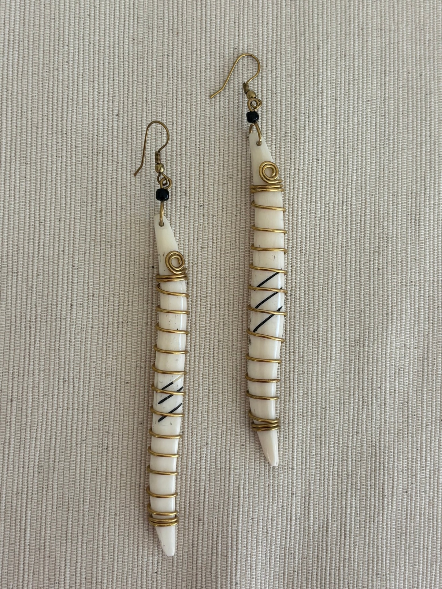 Sanaa Brass Wrapped Bone Earrings