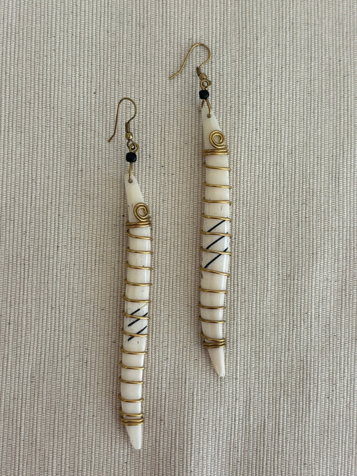 Sanaa Brass Wrapped Bone Earrings