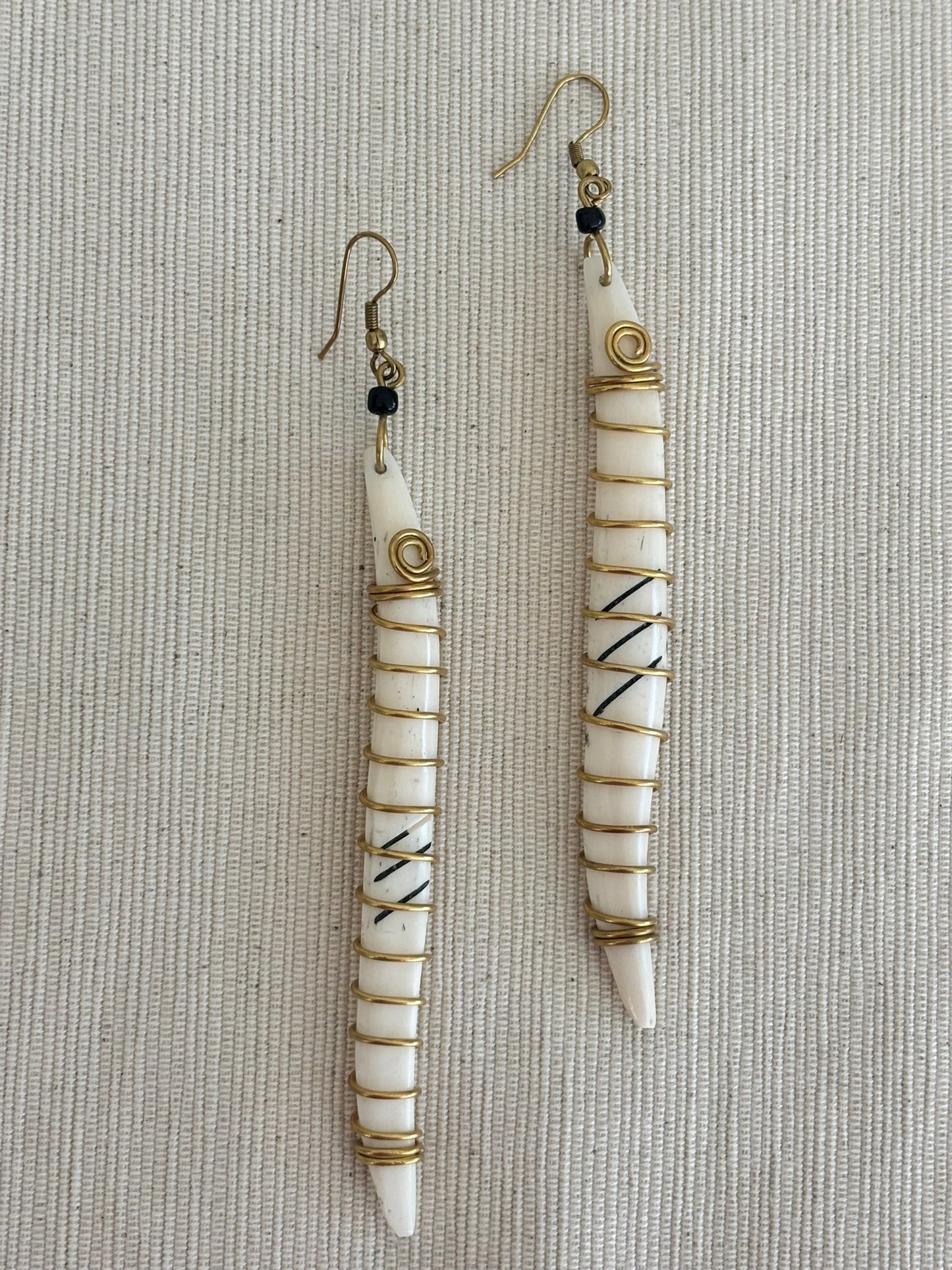 Sanaa Brass Wrapped Bone Earrings