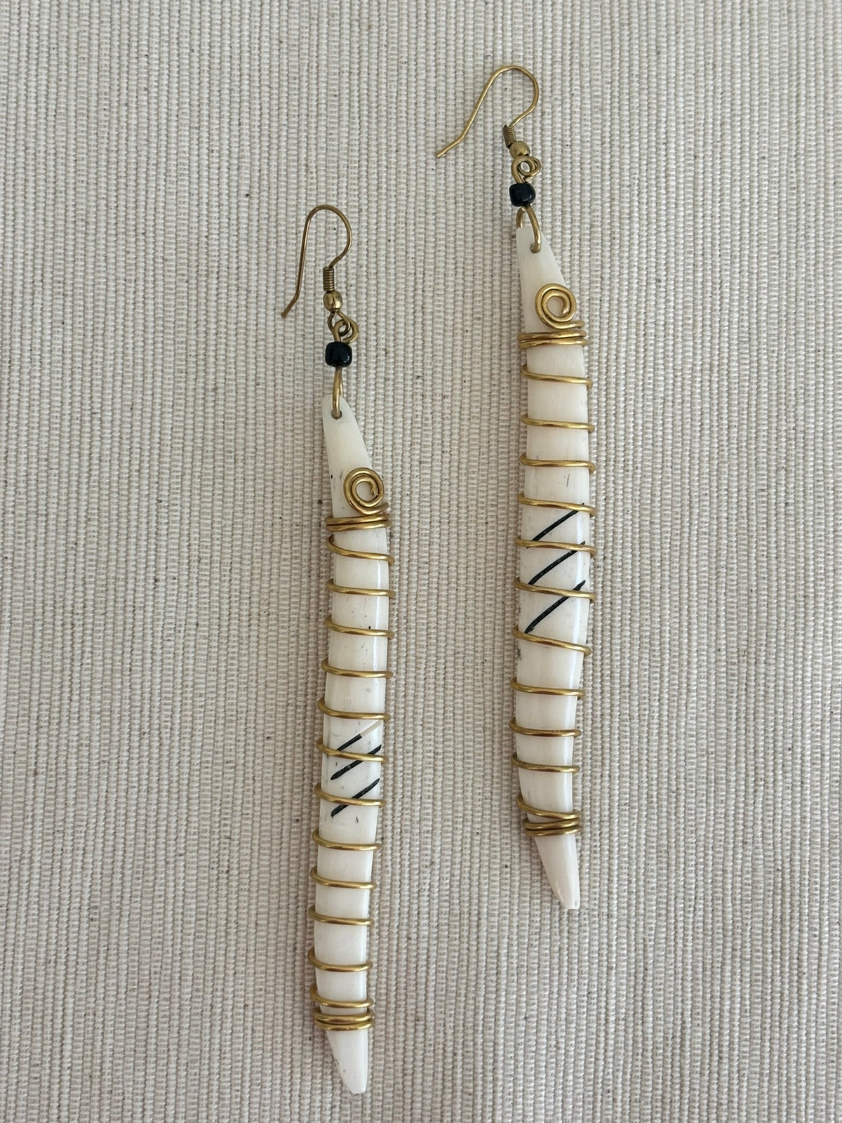 Sanaa Brass Wrapped Bone Earrings