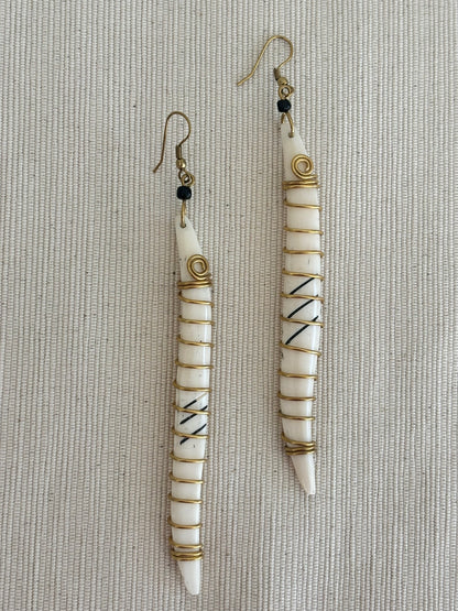 Sanaa Brass Wrapped Bone Earrings