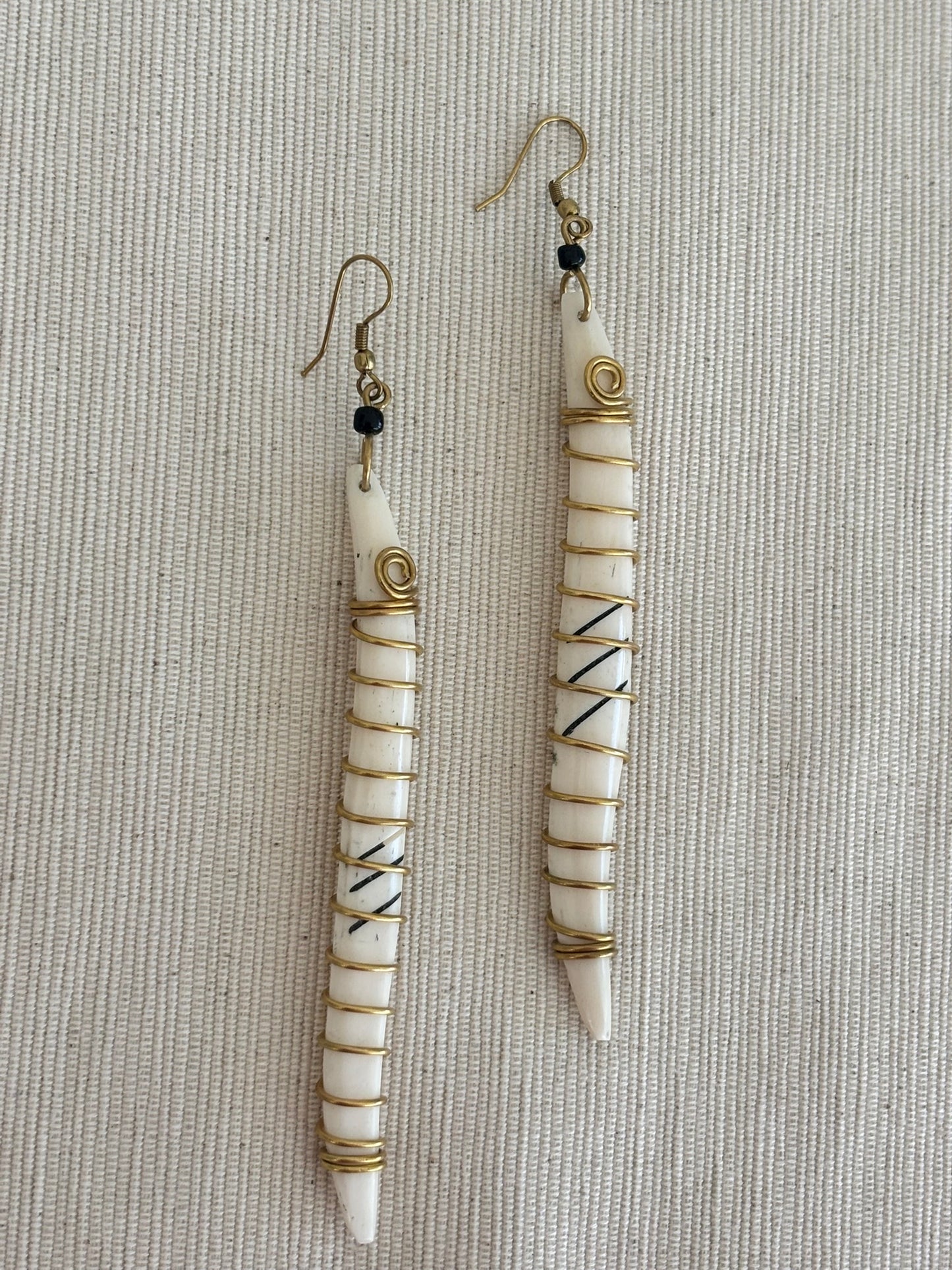 Sanaa Brass Wrapped Bone Earrings