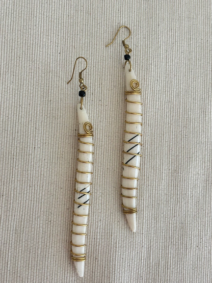 Sanaa Brass Wrapped Bone Earrings