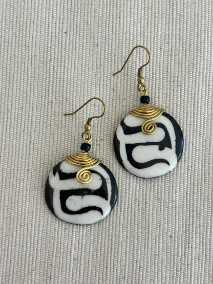 Alama Brass Wrapped Bone Earrings