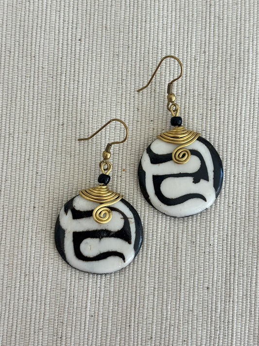 Alama Brass Wrapped Bone Earrings