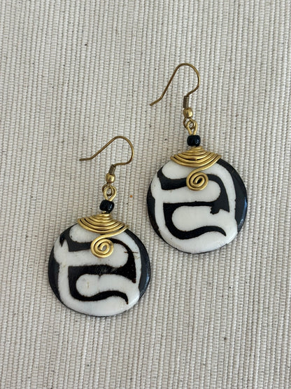 Alama Brass Wrapped Bone Earrings