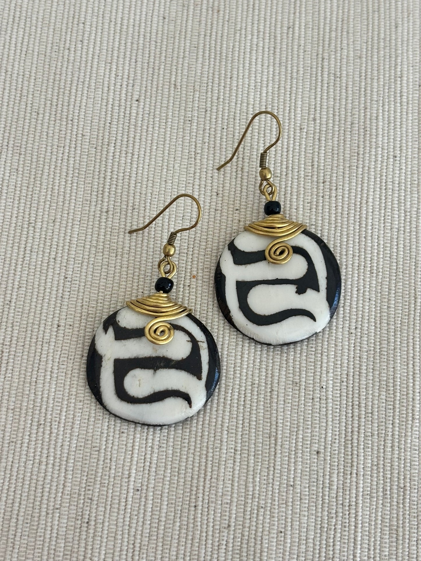 Alama Brass Wrapped Bone Earrings