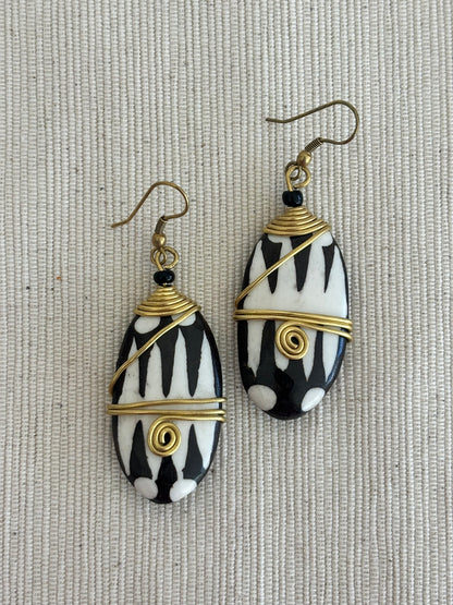 Pindo Brass Wrapped Bone Earrings