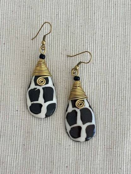 Madoadoa Brass Wrapped Bone Earrings
