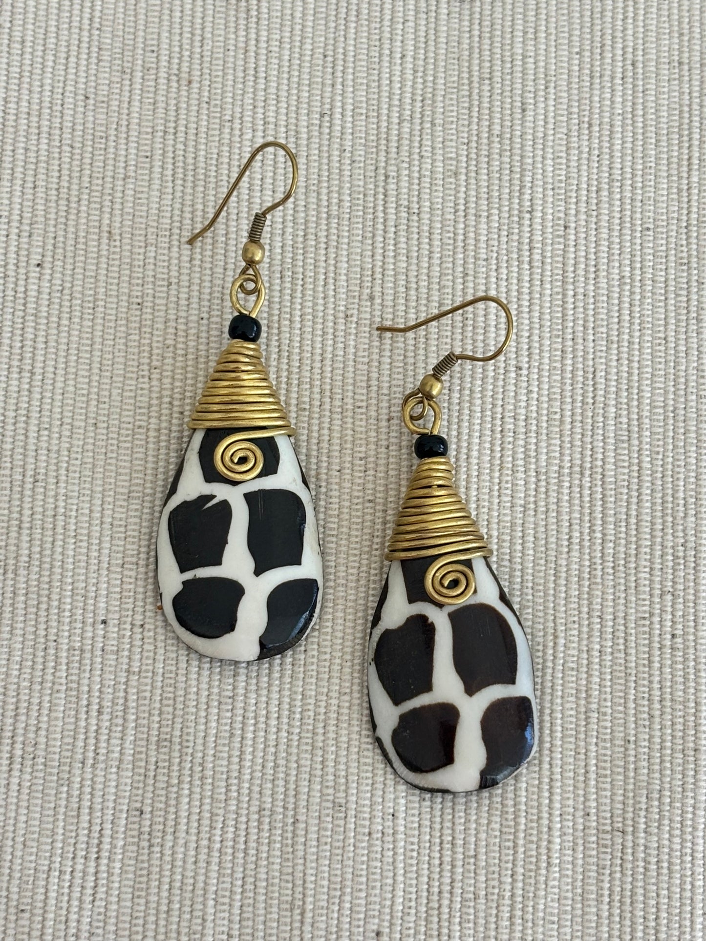 Madoadoa Brass Wrapped Bone Earrings