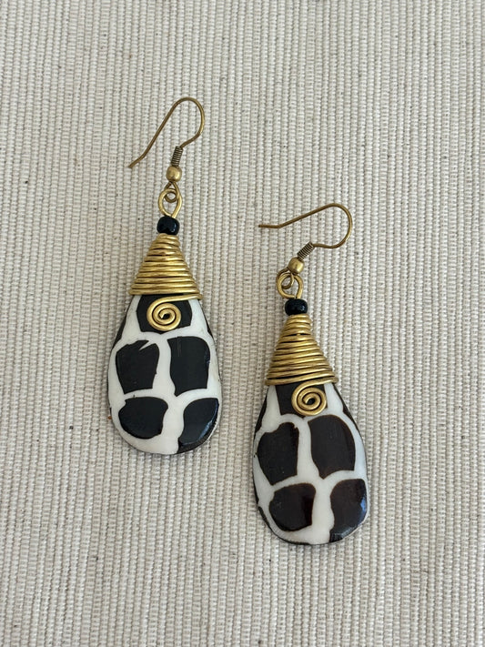 Madoadoa Brass Wrapped Bone Earrings