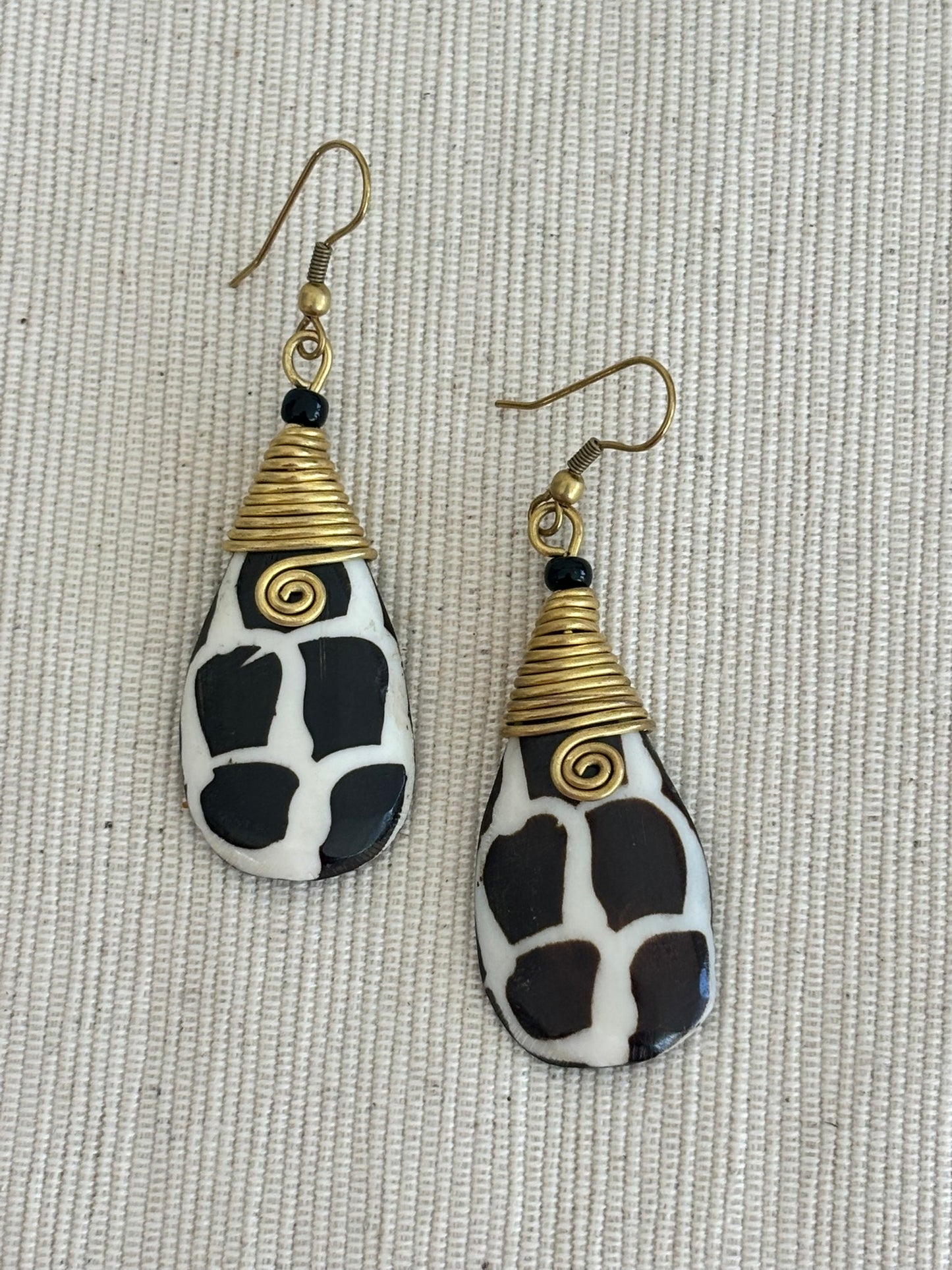 Madoadoa Brass Wrapped Bone Earrings