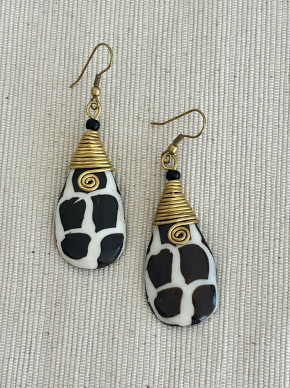Madoadoa Brass Wrapped Bone Earrings