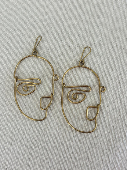 Kinyago Abstract Face Wire Earrings