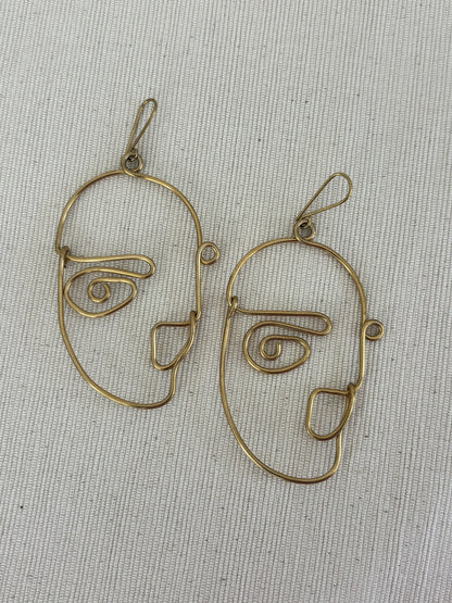 Kinyago Abstract Face Wire Earrings