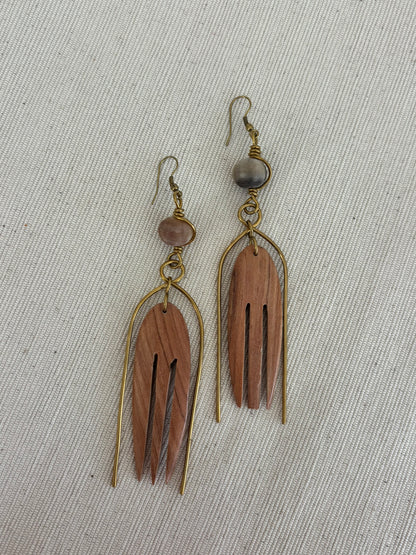 Kucha Wooden Drop Earrings