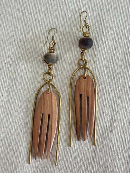 Kucha Wooden Drop Earrings