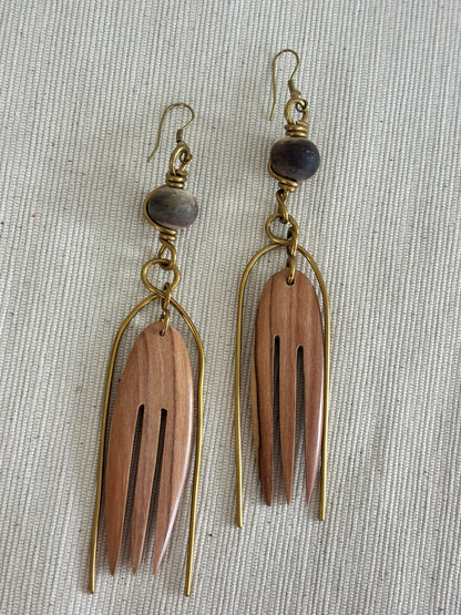 Kucha Wooden Drop Earrings
