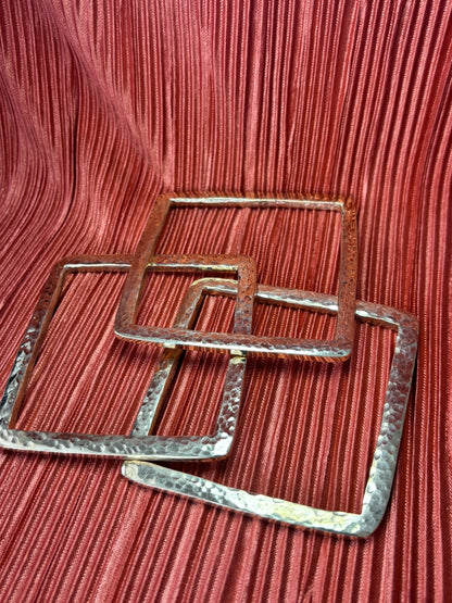 Square-Shaped Hammered Brass Bracelet