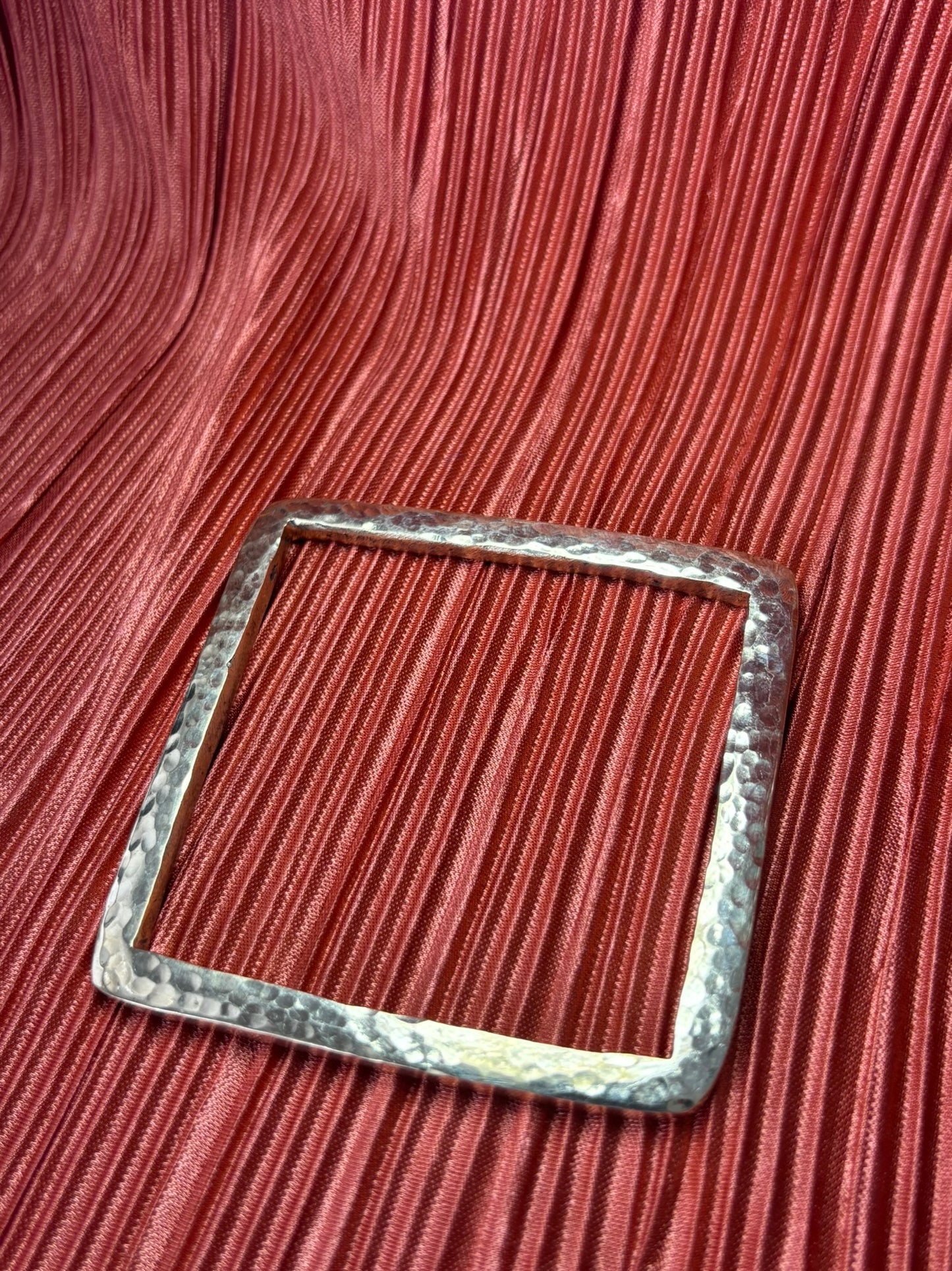 Square-Shaped Hammered Brass Bracelet