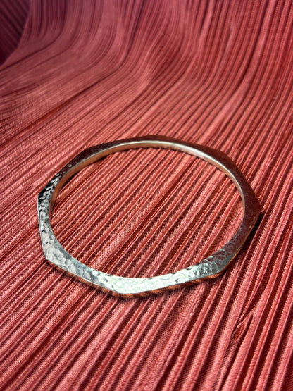 Hexagon-Shaped Hammered Brass Bracelet