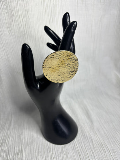 Imara Ring- Hammered Brass Circle Statement Ring