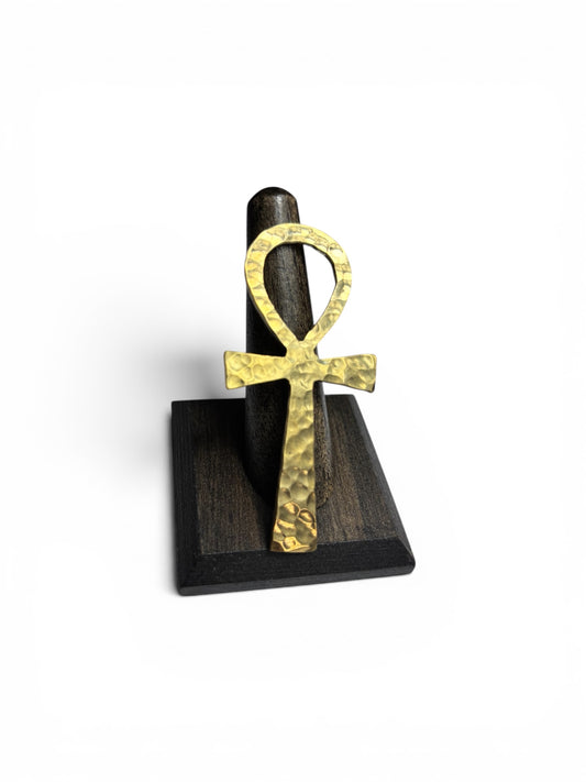 Large Hammered Ankh Ring