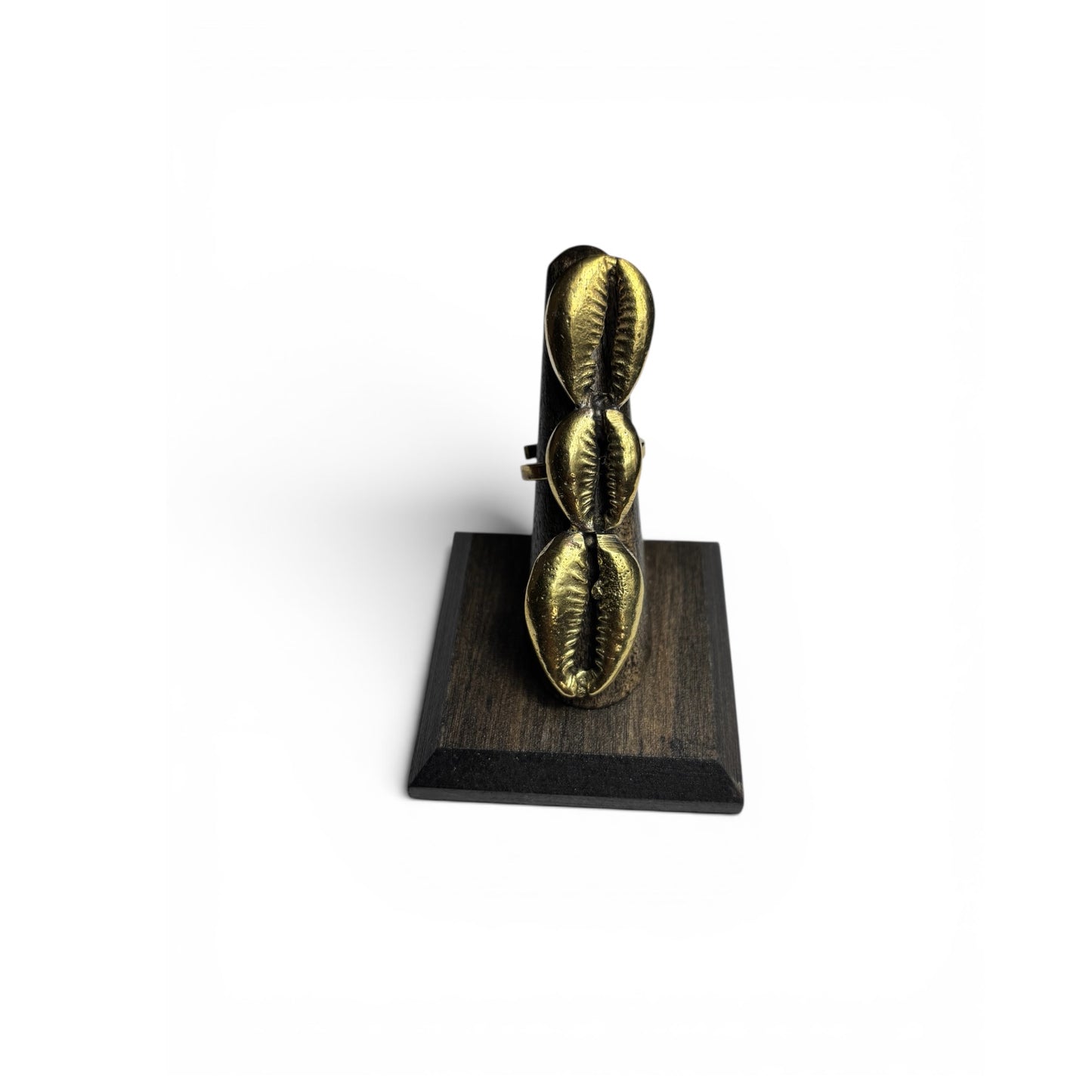 Trinity Cowrie Ring- Bold Brass