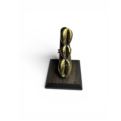 Trinity Cowrie Ring- Bold Brass