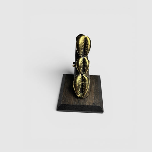 Trinity Cowrie Ring- Bold Brass