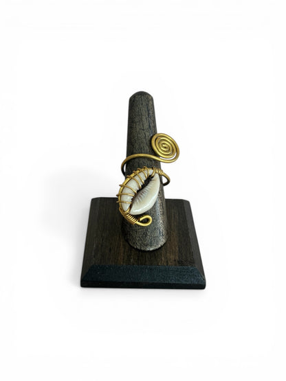 Cowrie Wrapped Brass  Ring
