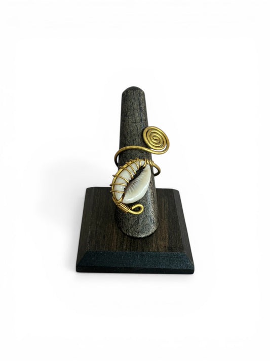 Cowrie Wrapped Brass  Ring