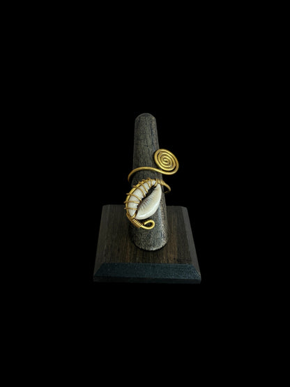 Cowrie Wrapped Brass  Ring