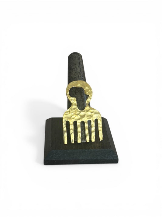 Hammered Brass Comb Ring