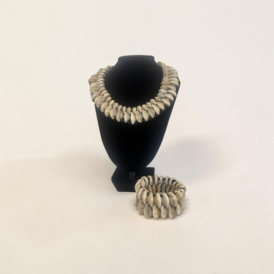 Bahari Cowrie Bracelet and Necklace Set