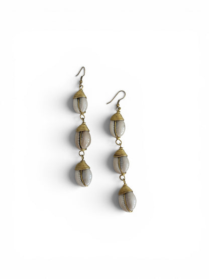 Malkia Cascade Cowrie Shell Earrings