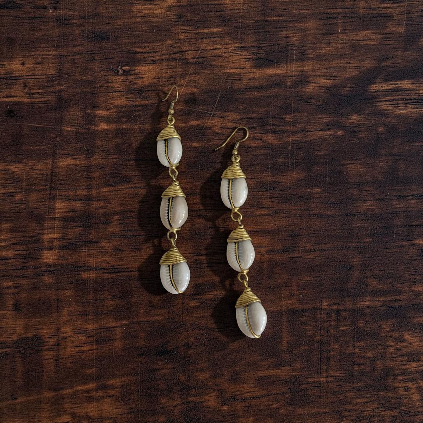 Malkia Cascade Cowrie Shell Earrings