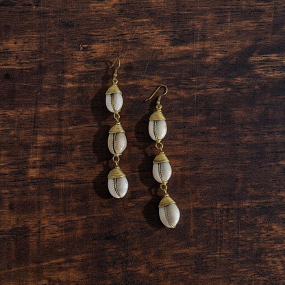 Malkia Cascade Cowrie Shell Earrings