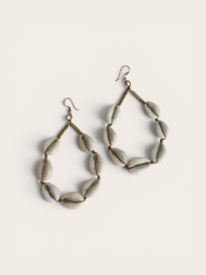 Malkia Hoop Cowrie Shell Earrings