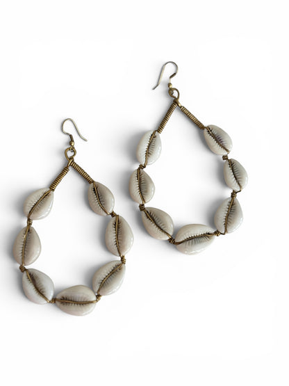 Malkia Hoop Cowrie Shell Earrings